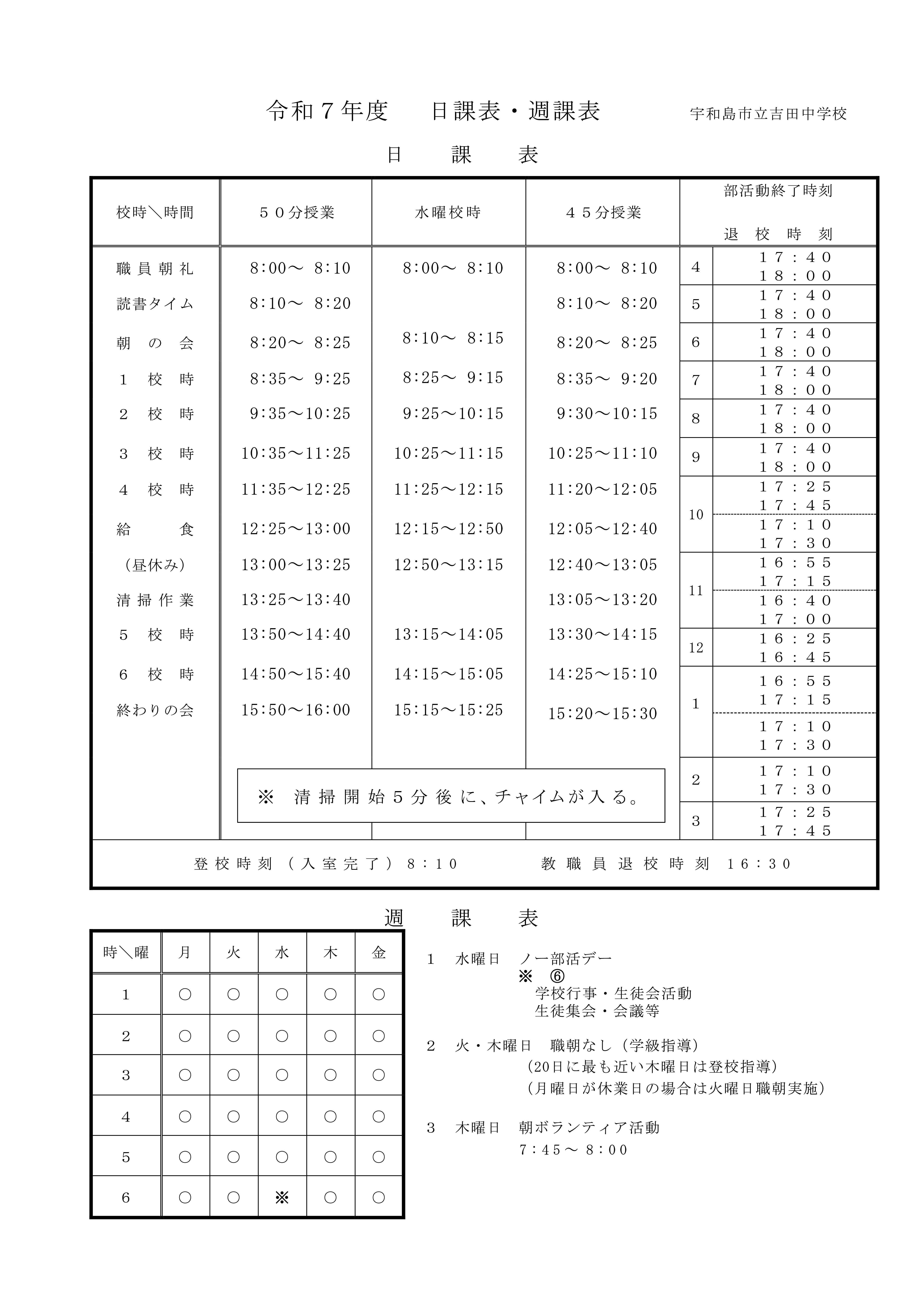 日課表